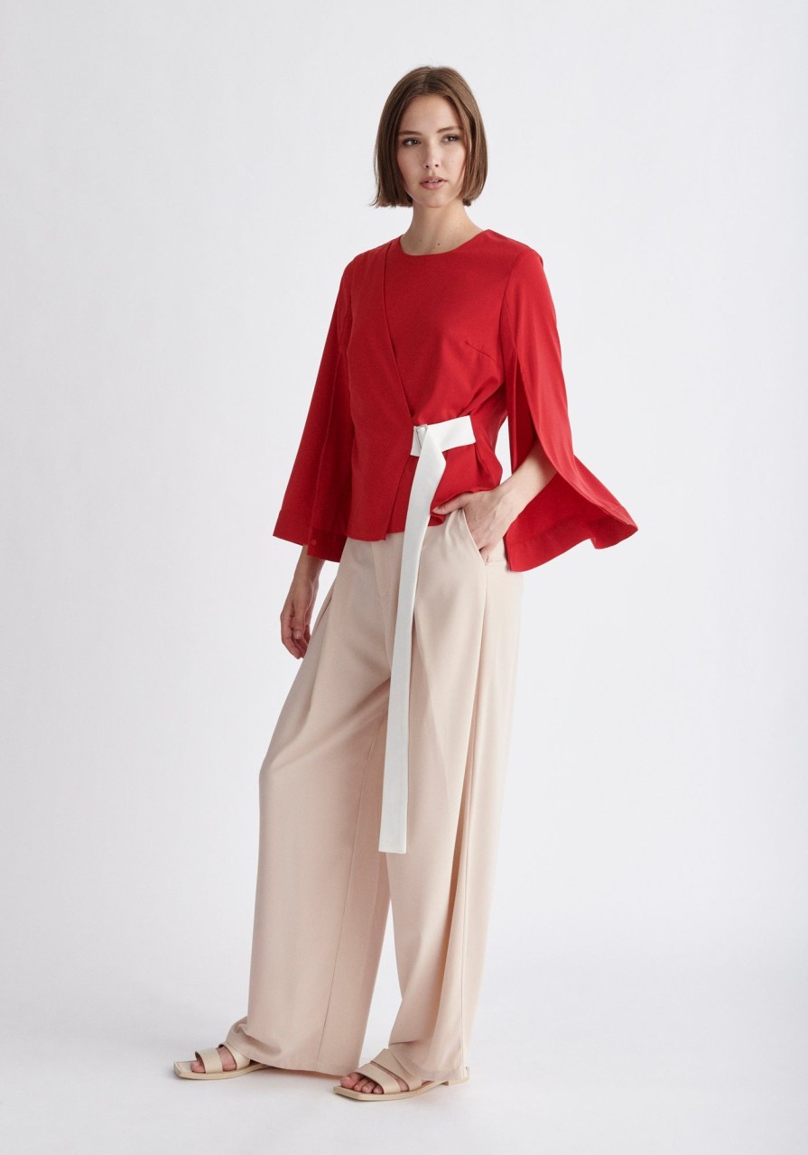 Clothing Paisie | Wrap Top With Cape Sleeves