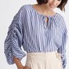 Clothing Paisie | Striped Ruched Sleeve Top