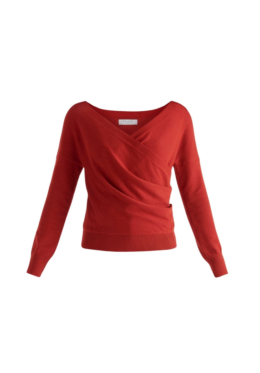 Clothing Paisie | Knitted Wrap Top With Long Sleeves