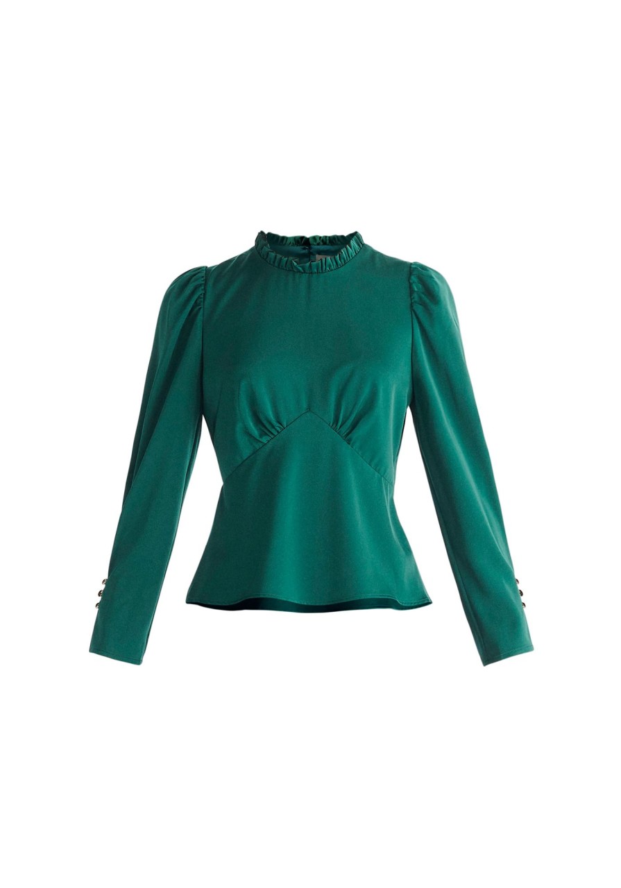 Clothing Paisie | Pleated Collar Satin Blouse