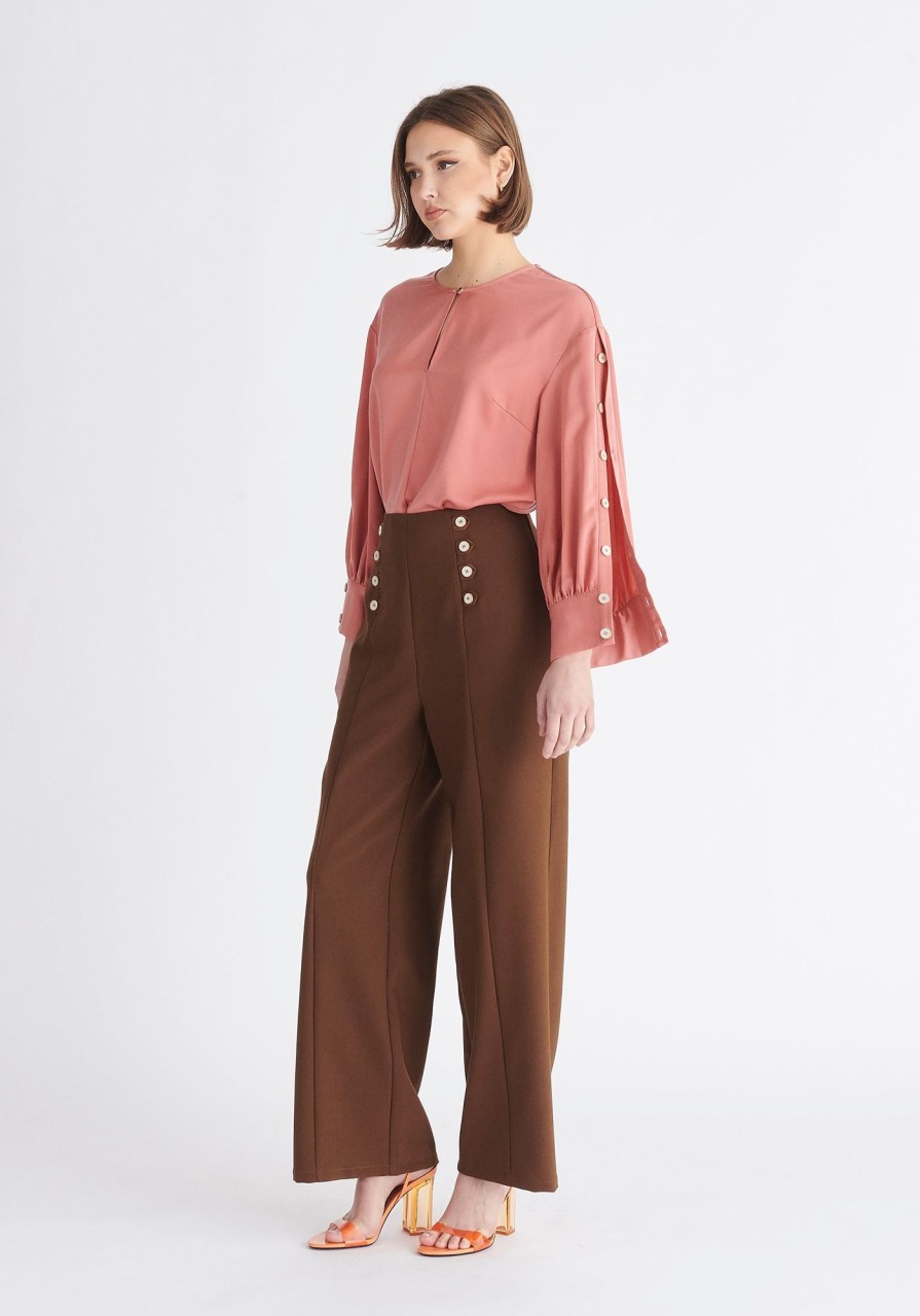 Clothing Paisie | Button Sleeve Blouse