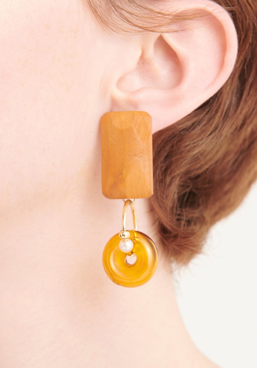 Accessories Paisie | Geometric Pine Wood Earrings