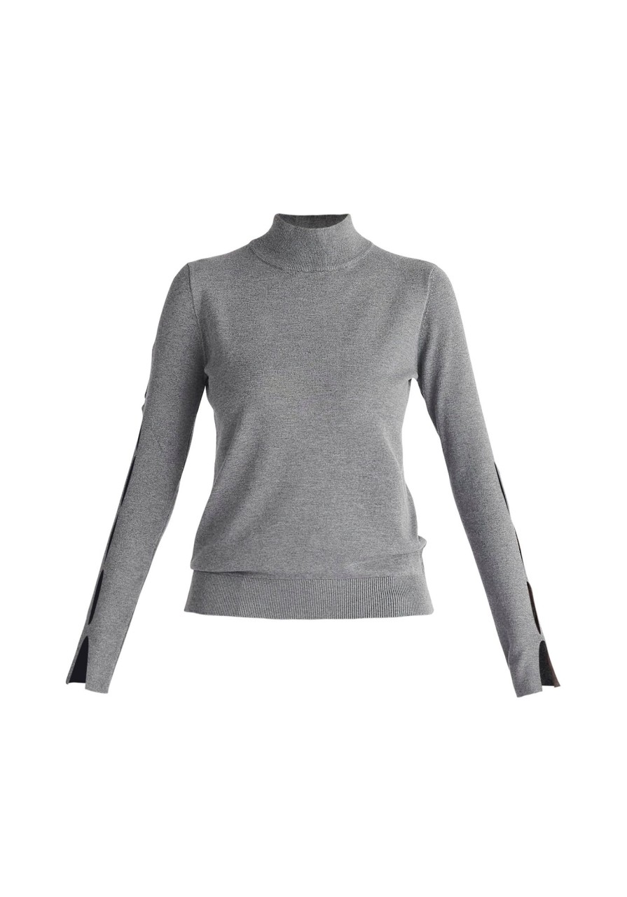 Clothing Paisie | Knitted Cut Out Sleeve Top