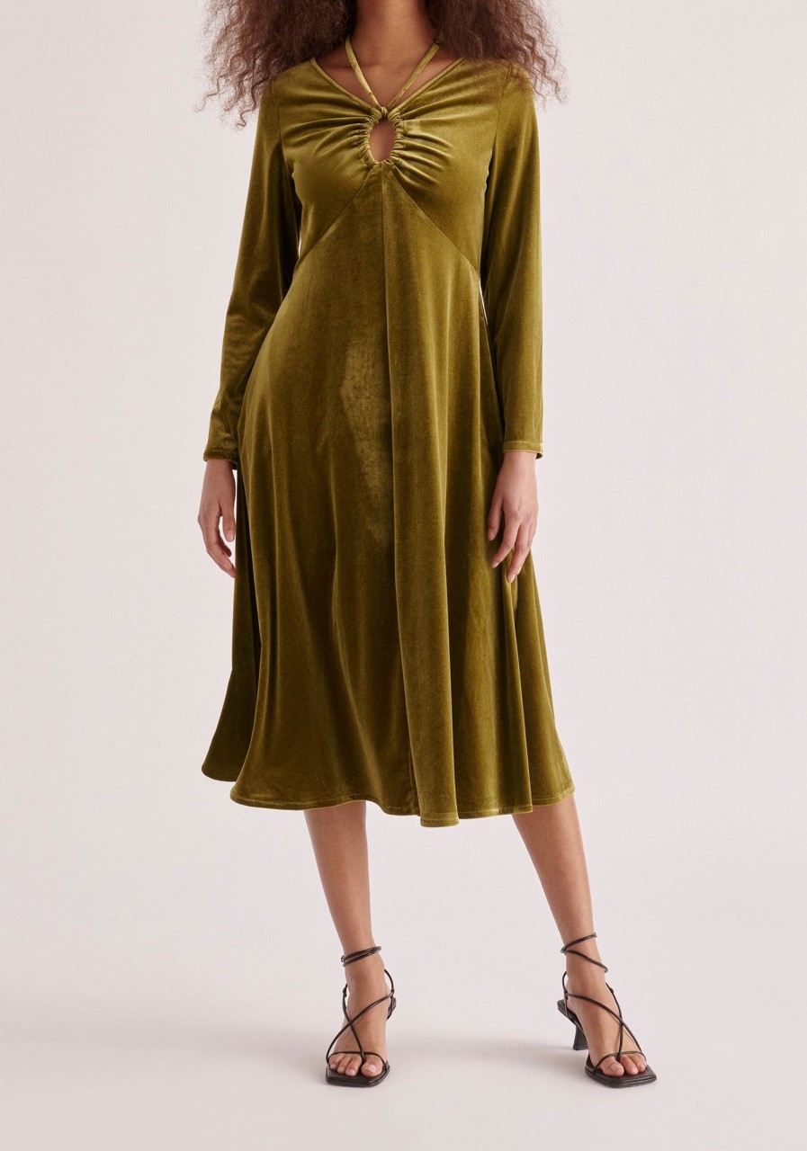 Clothing Paisie | Velvet Tie-Neck Dress