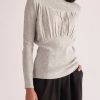 Clothing Paisie | Ruched High Neck Knitted Top