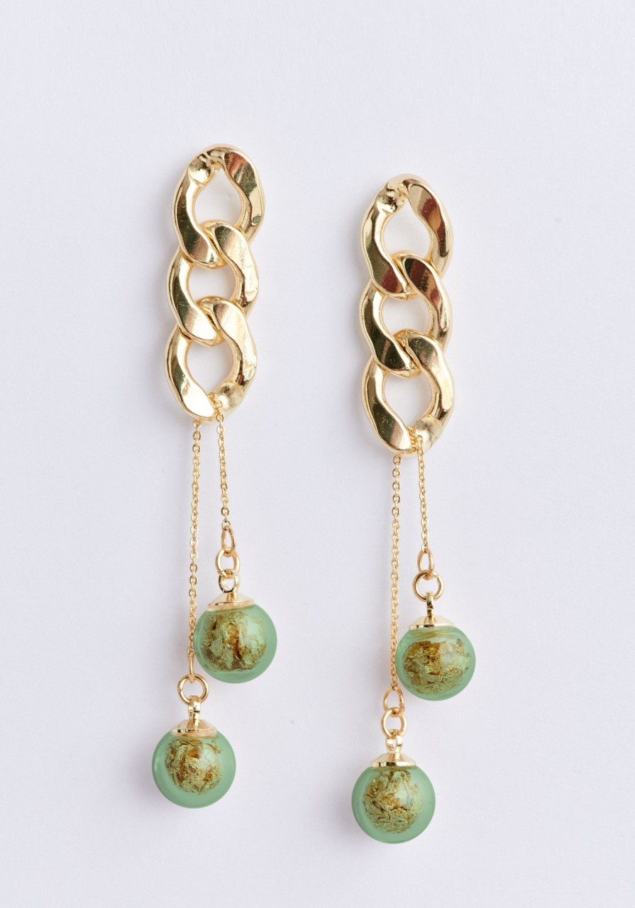 Accessories Paisie | Double Sphere Chain Earrings