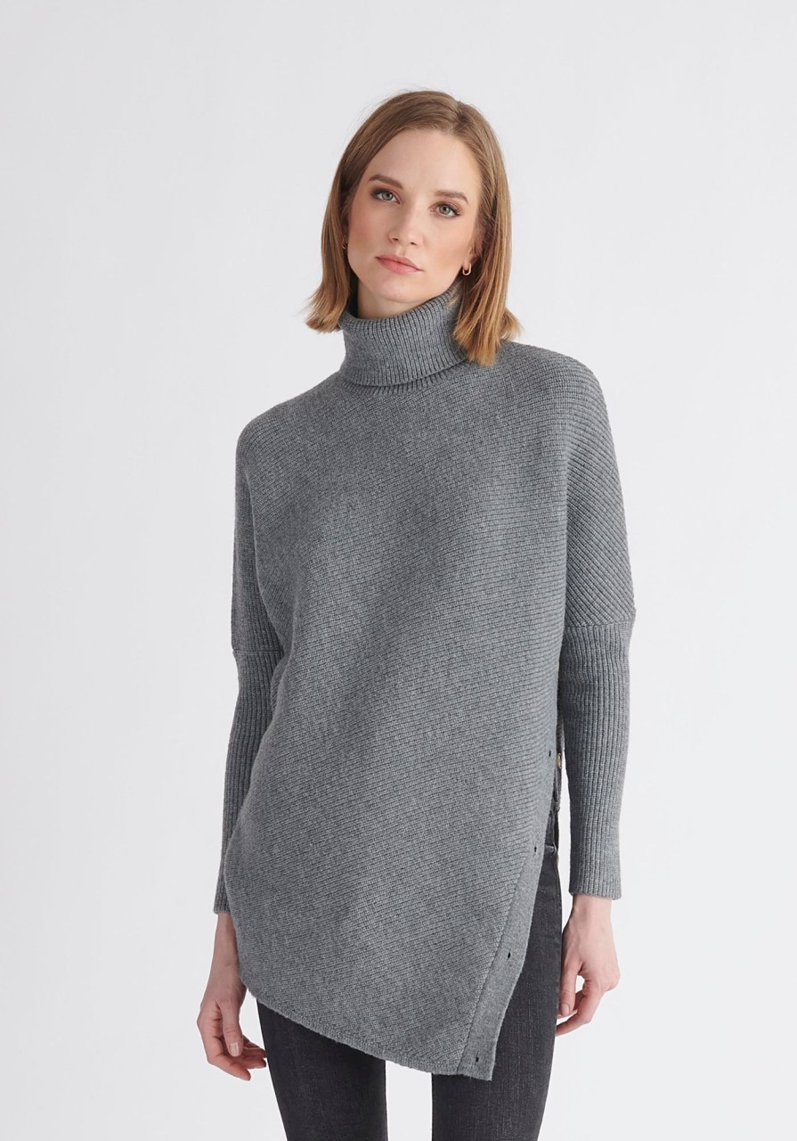 Clothing Paisie | Asymmetric Button Slit Jumper