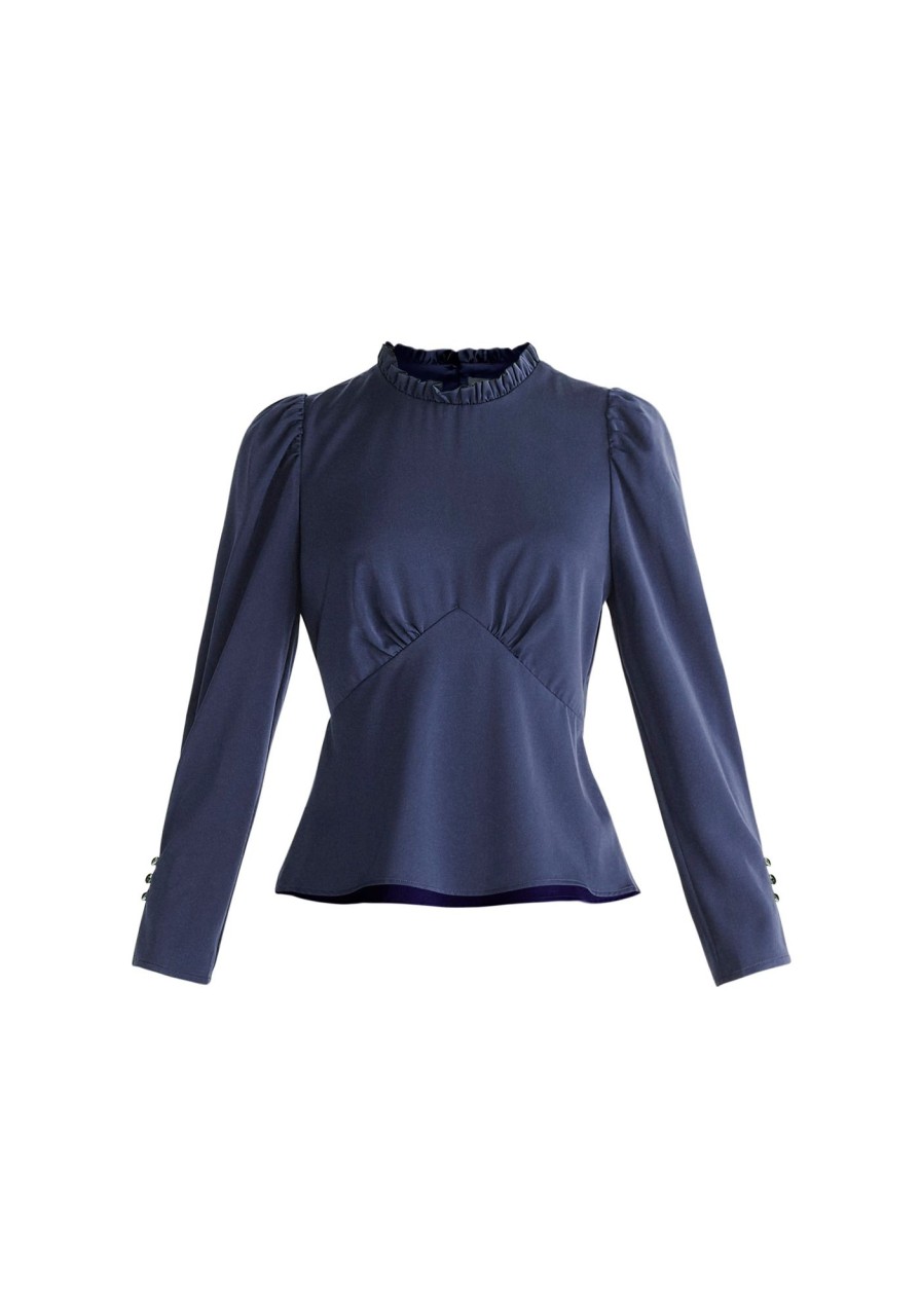 Clothing Paisie | Pleated Collar Satin Blouse