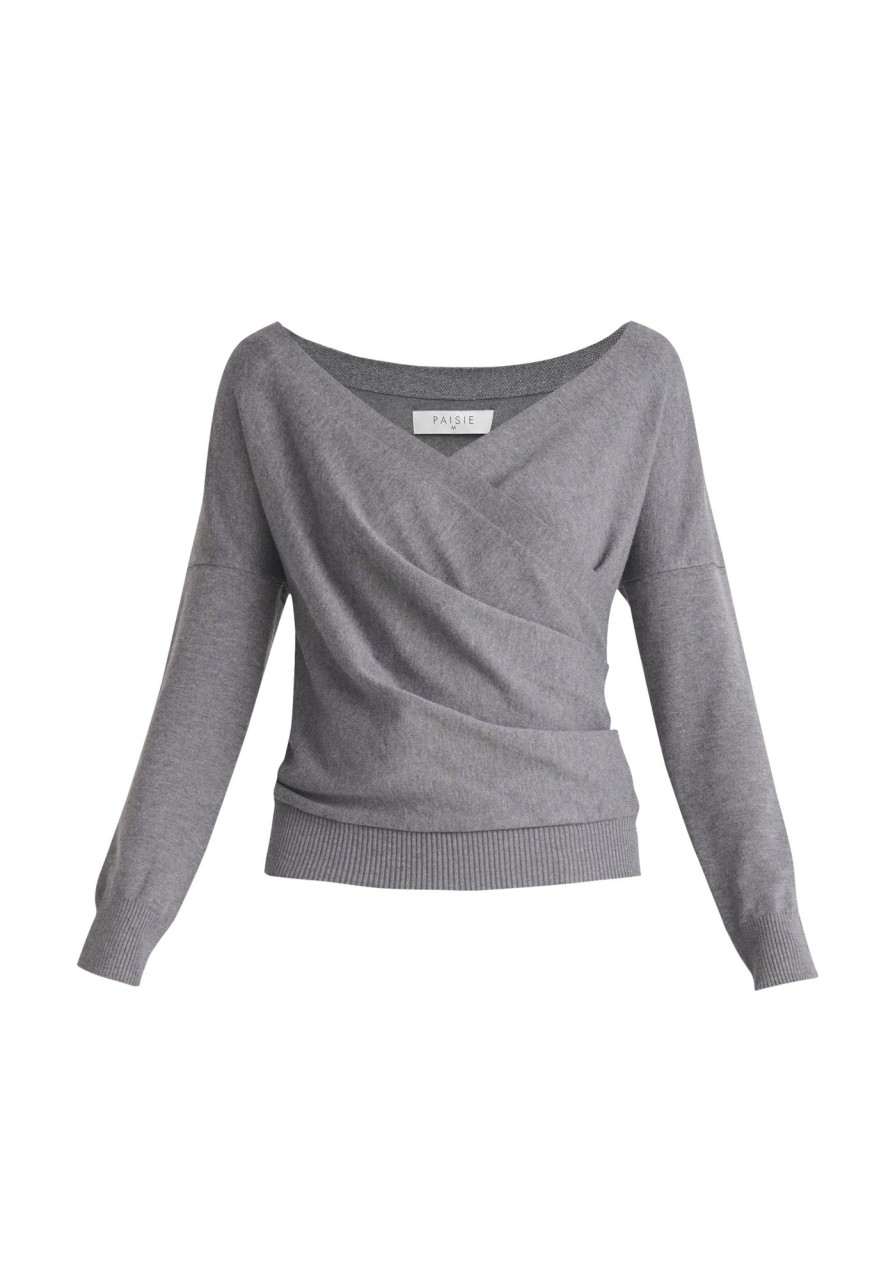 Clothing Paisie | Knitted Wrap Top With Long Sleeves