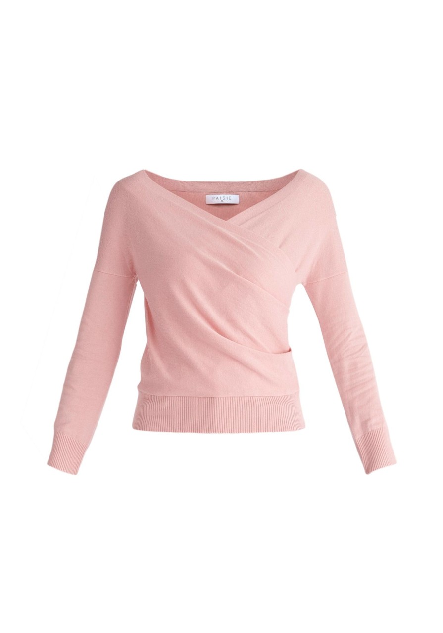 Clothing Paisie | Knitted Wrap Top With Long Sleeves