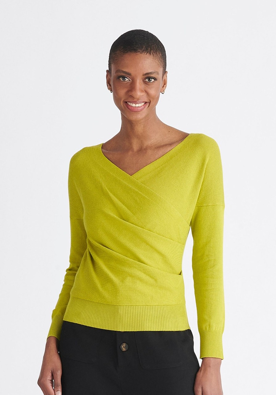 Clothing Paisie | Knitted Wrap Top With Long Sleeves