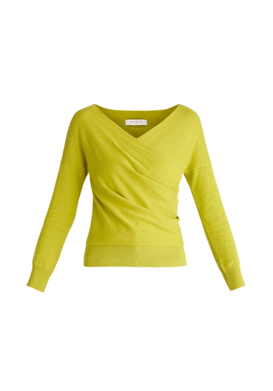 Clothing Paisie | Knitted Wrap Top With Long Sleeves