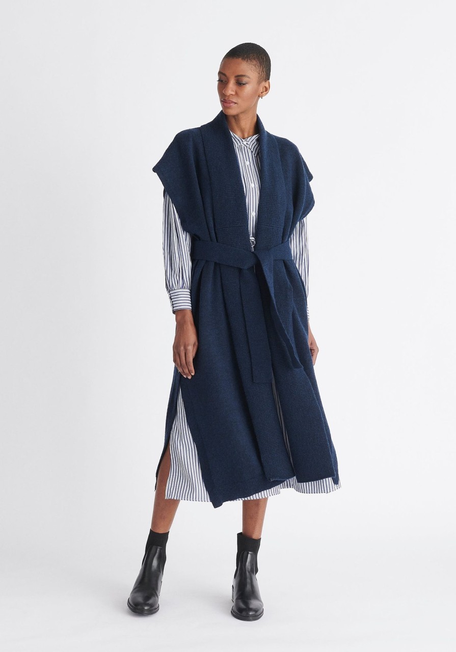 Clothing Paisie | Wide Collar Sleeveless Cardigan