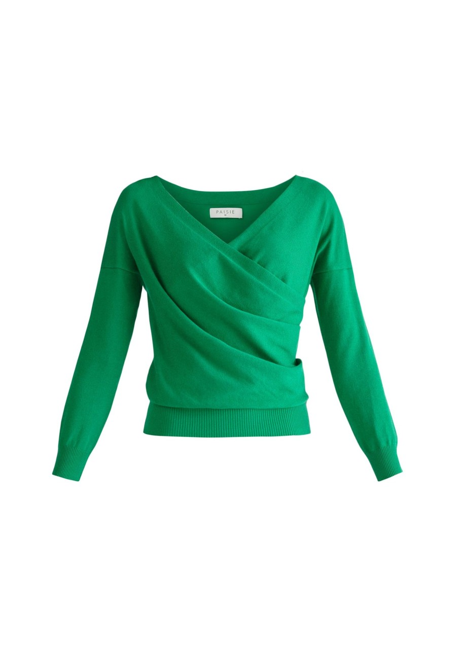 Clothing Paisie | Knitted Wrap Top With Long Sleeves