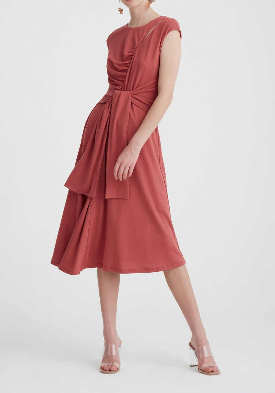 Clothing Paisie | Ruched Tie Dress