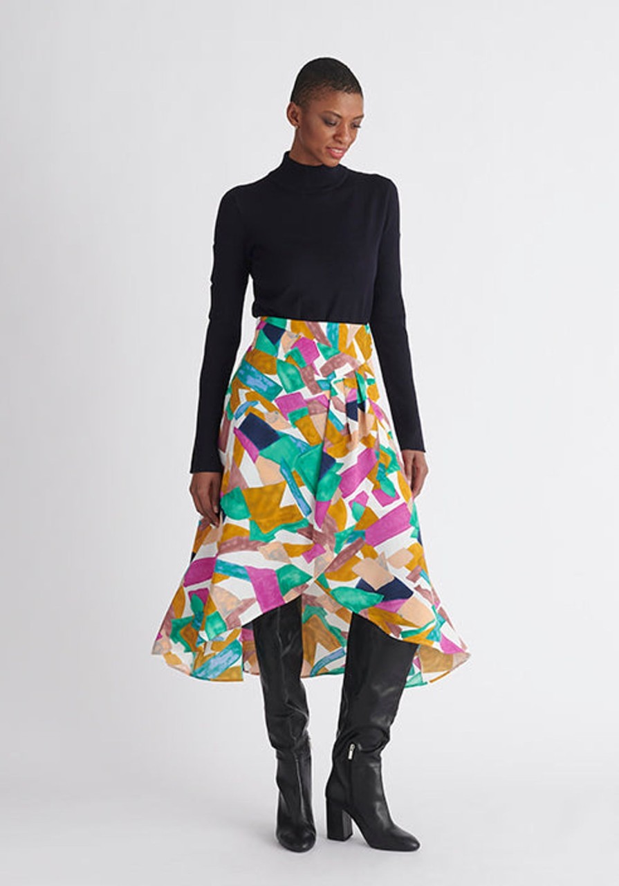 Clothing Paisie | Asymmetric Geometrical Print Skirt