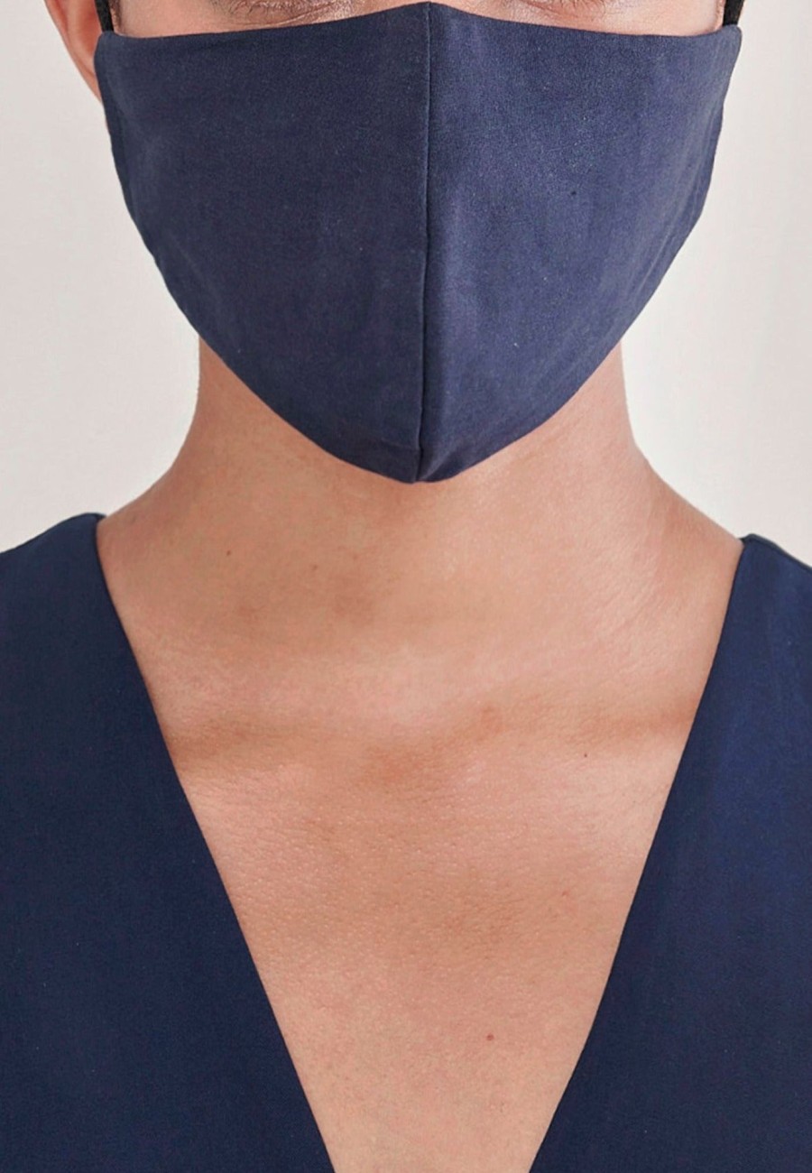 Accessories Paisie | Paisie Large Adjustable Face Mask In Dark Blue