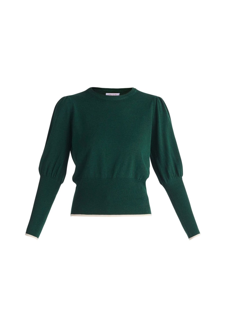 Clothing Paisie | Contrast Colour Edge Knitted Top