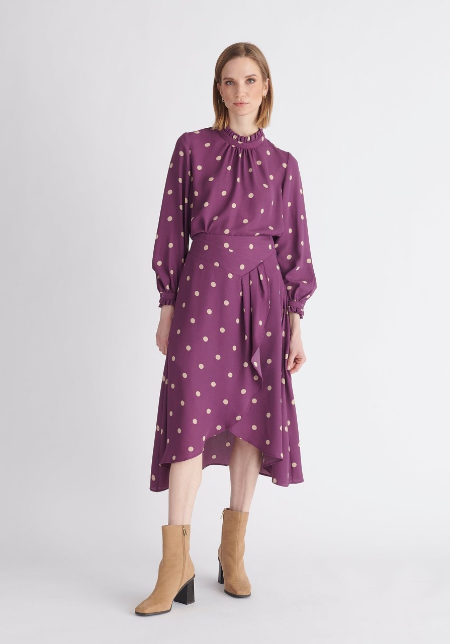 Clothing Paisie | Pleated Collar Polka Dot Blouse