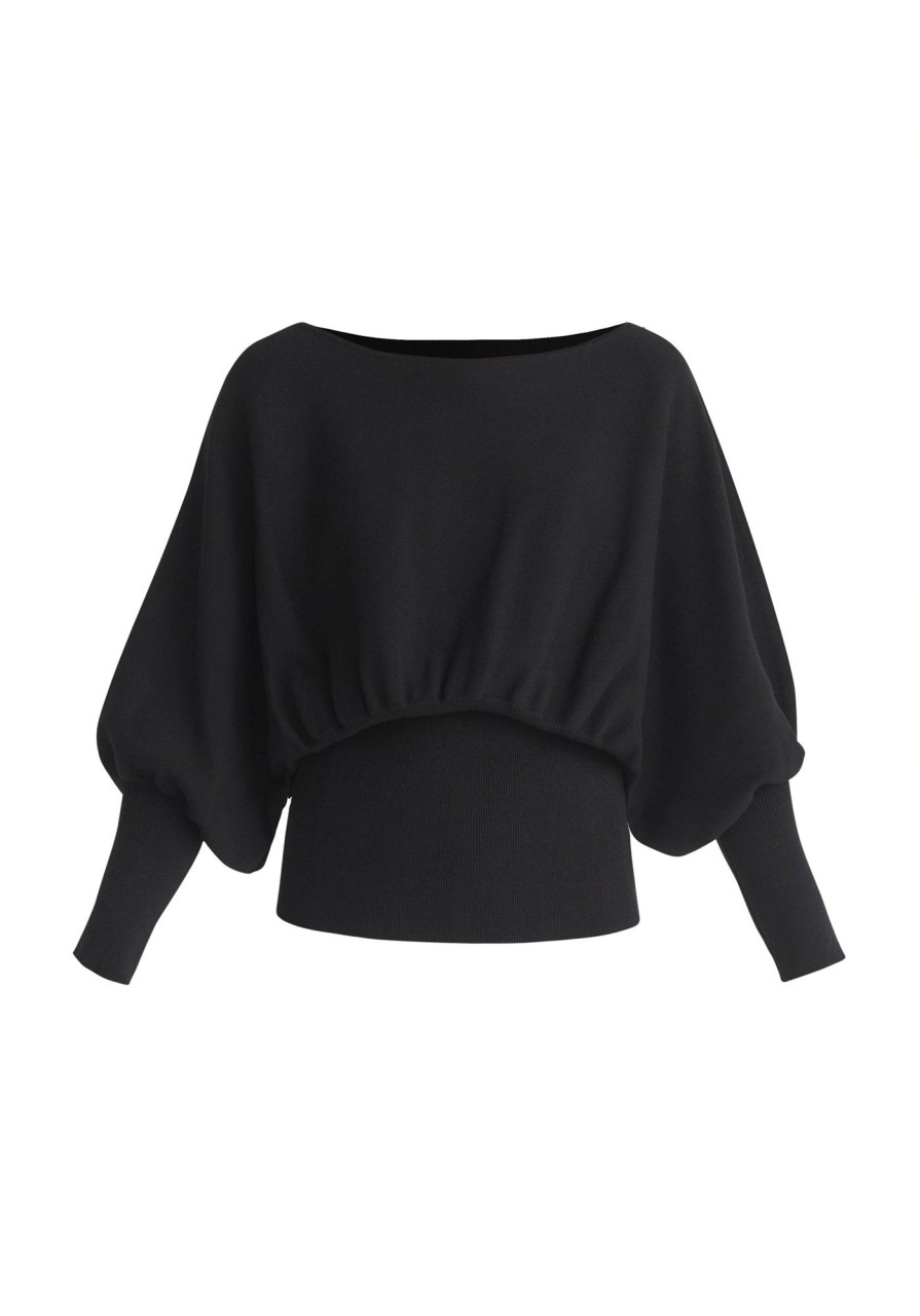 Clothing Paisie | Balloon Sleeve Knitted Top