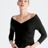 Clothing Paisie | Knitted Wrap Top With 3/4 Sleeves