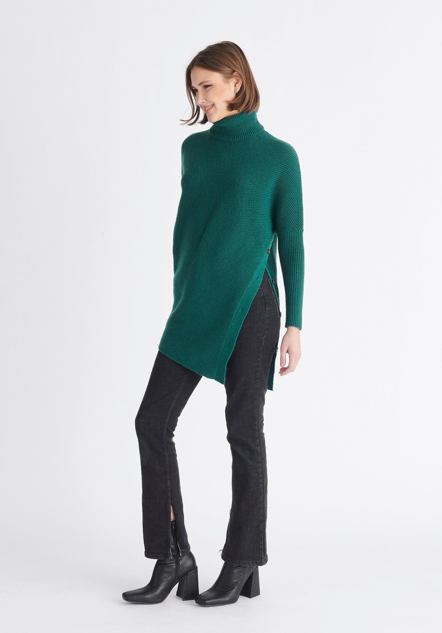 Clothing Paisie | Asymmetric Button Slit Jumper