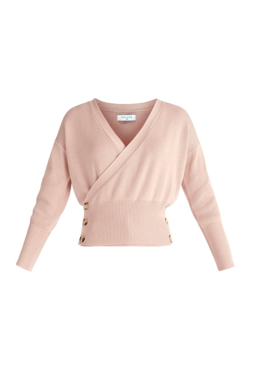 Clothing Paisie | Button Knitted Wrap Top