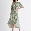 Clothing Paisie | Floral Dip Hem Wrap Dress