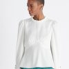 Clothing Paisie | Pleated Collar Satin Blouse