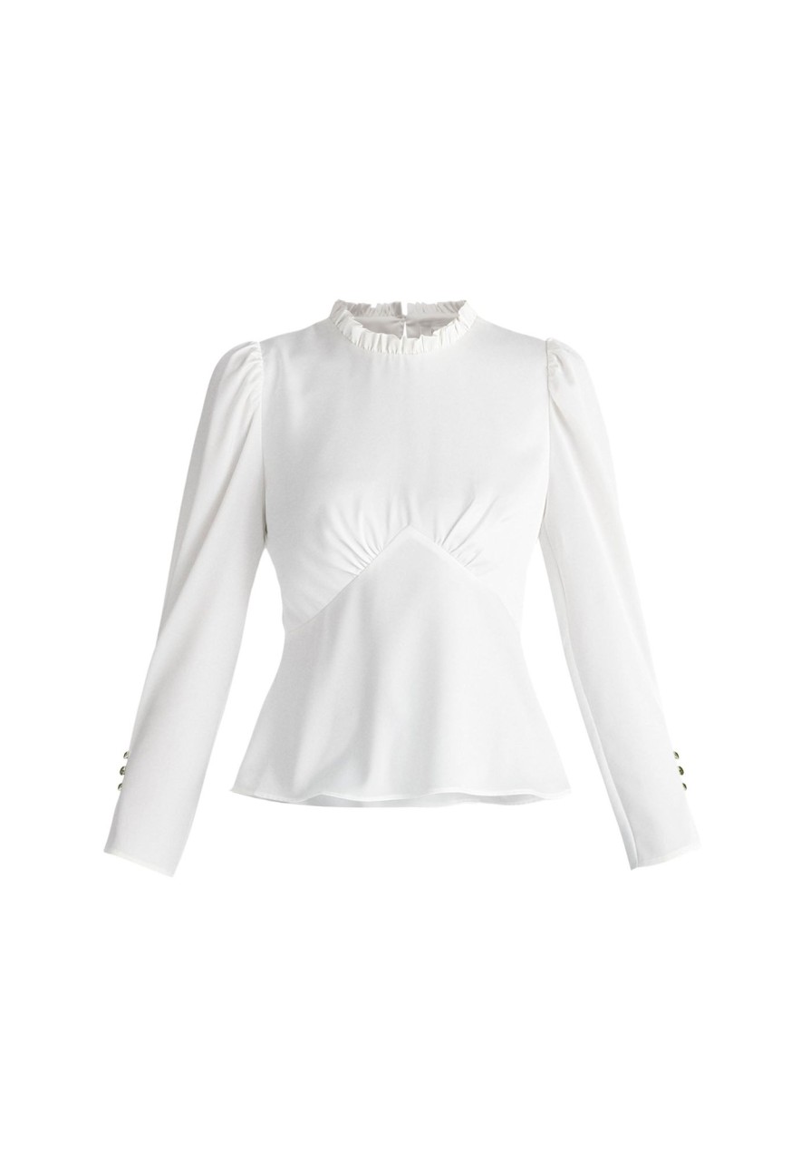 Clothing Paisie | Pleated Collar Satin Blouse