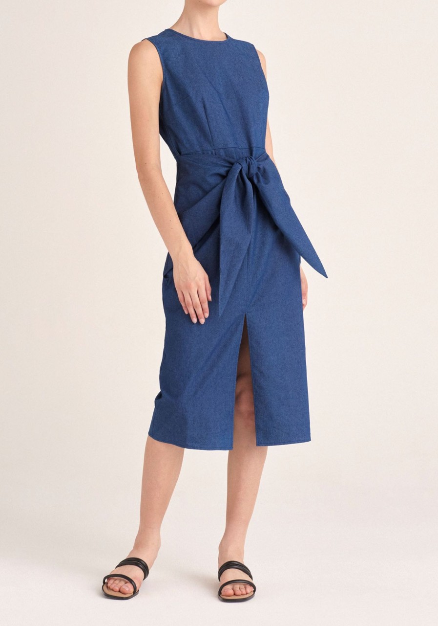 Clothing Paisie | Waist Tie Denim Dress