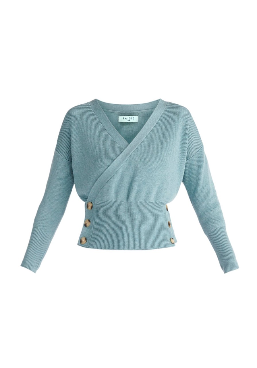 Clothing Paisie | Button Knitted Wrap Top