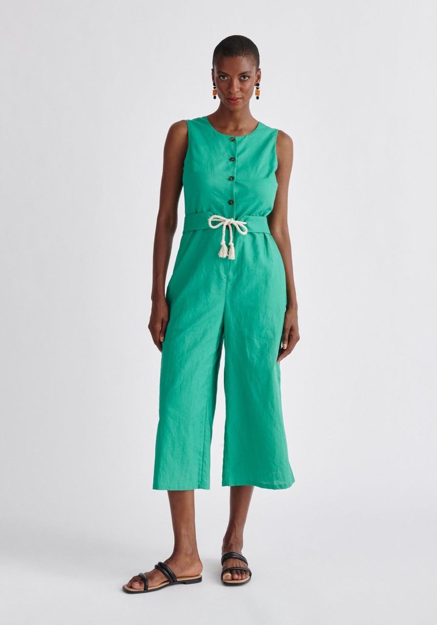 Clothing Paisie | Belted Linen Blend Jumpsuit