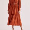 Clothing Paisie | Belted V-Neck Dress