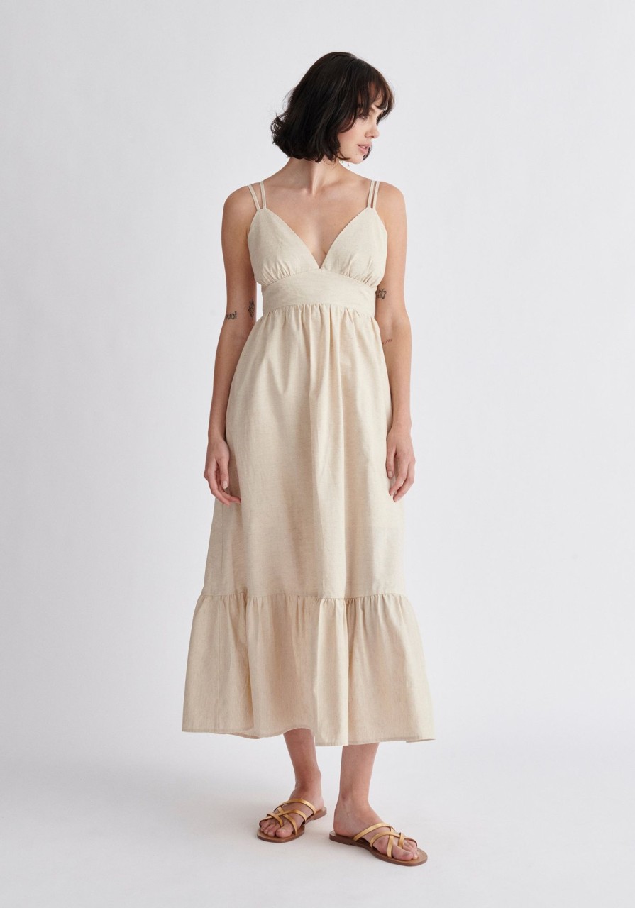 Clothing Paisie | Linen Blend Midaxi Dress