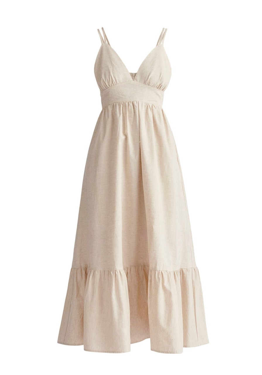 Clothing Paisie | Linen Blend Midaxi Dress