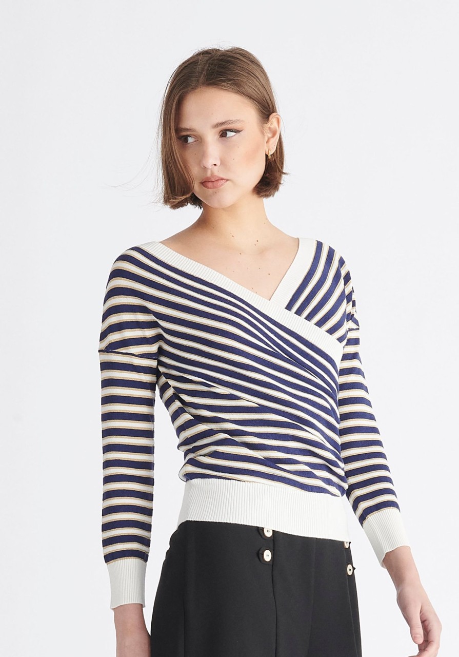 Clothing Paisie | Knitted Wrap Top With Long Sleeves