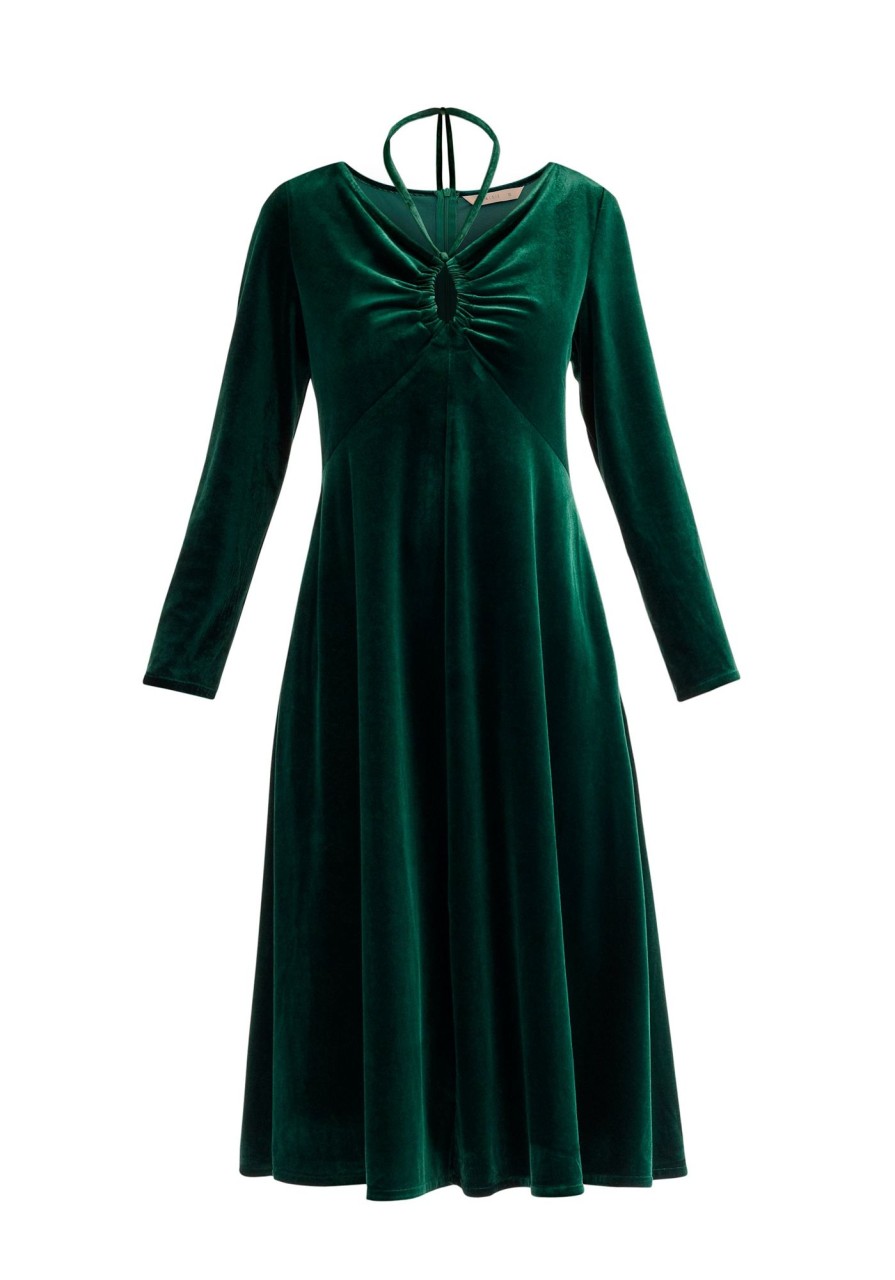 Clothing Paisie | Velvet Tie-Neck Dress