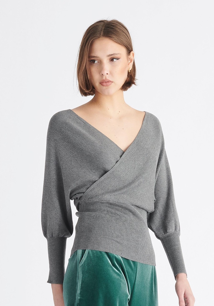 Clothing Paisie | Balloon Sleeve Wrap Top