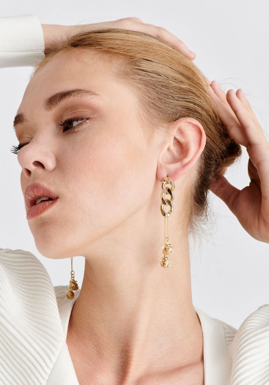 Accessories Paisie | Double Sphere Chain Earrings