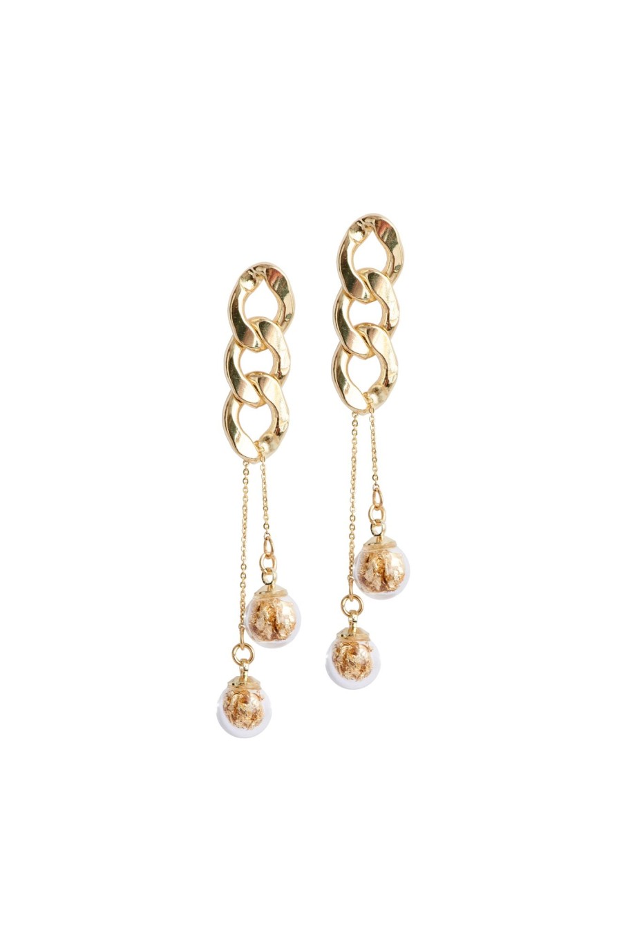 Accessories Paisie | Double Sphere Chain Earrings