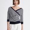 Clothing Paisie | Knitted Wrap Top With 3/4 Sleeves