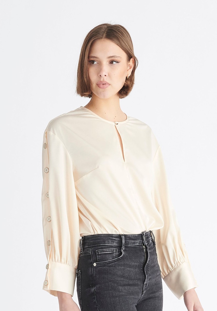 Clothing Paisie | Button Sleeve Blouse