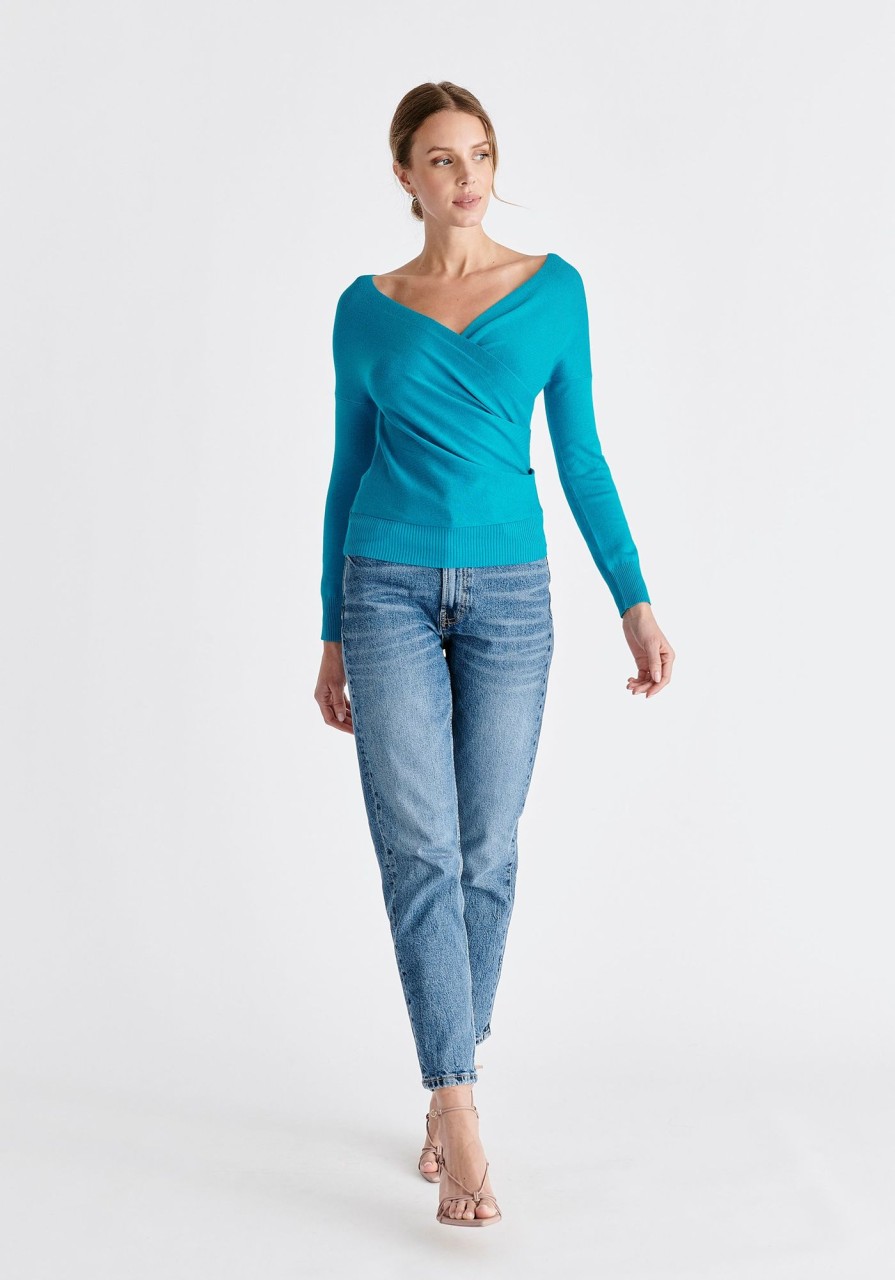 Clothing Paisie | Knitted Wrap Top With Long Sleeves