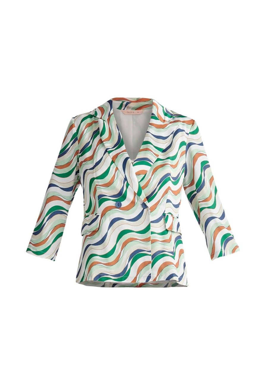 Clothing Paisie | Belted Wave Print Blazer