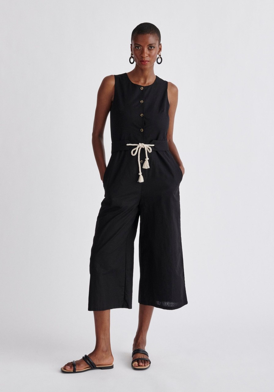 Clothing Paisie | Belted Linen Blend Jumpsuit