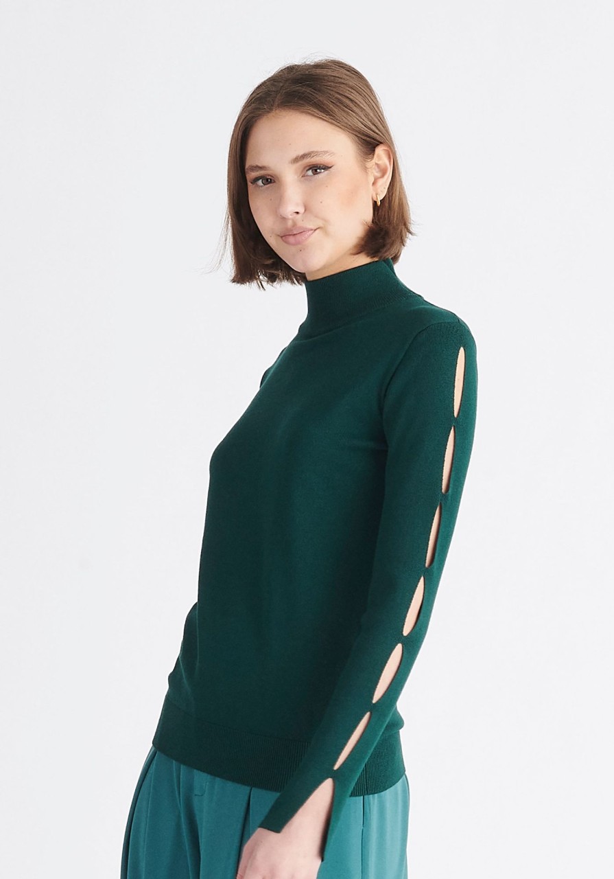 Clothing Paisie | Knitted Cut Out Sleeve Top