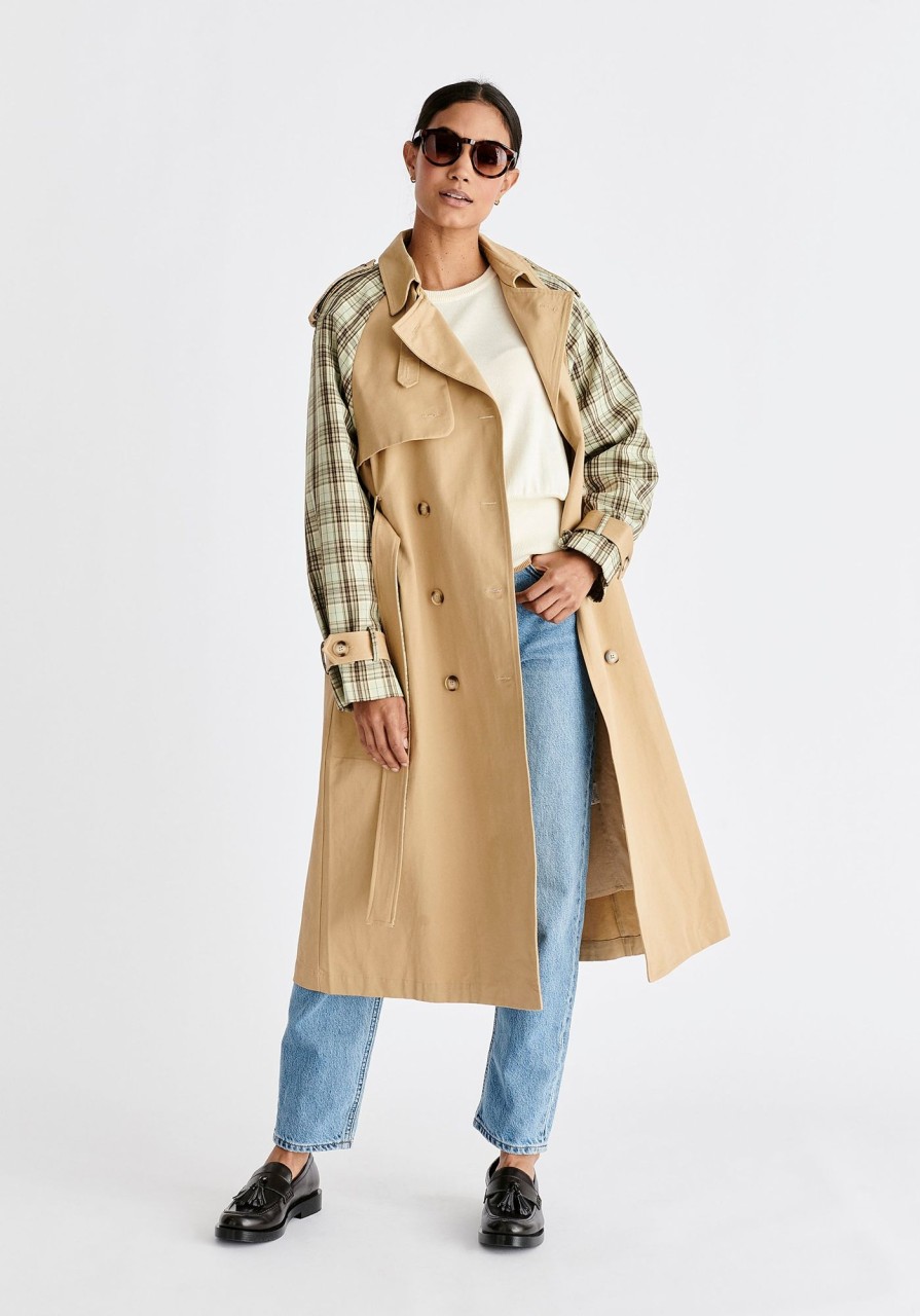 Clothing Paisie | Plaid Trench Coat